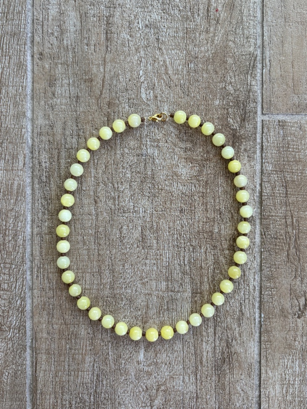 Lemon Chiffon 8mm Jade Bead Necklace